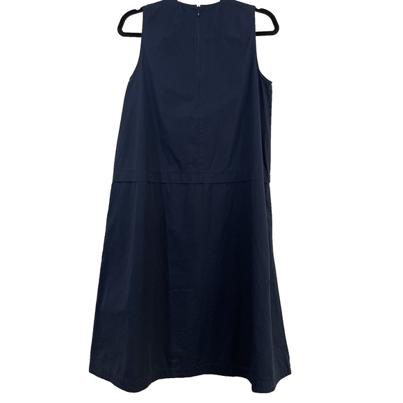Everlane Size 2 Modest A-Line Poplin Dress Navy Blue Minimalist Sleeveless - Picture 5 of 6